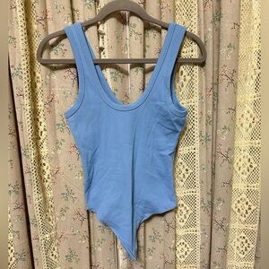 3/$30 Abercrombie Soft A&F Blue Ribbed Scoop Neck Bodysuit Small